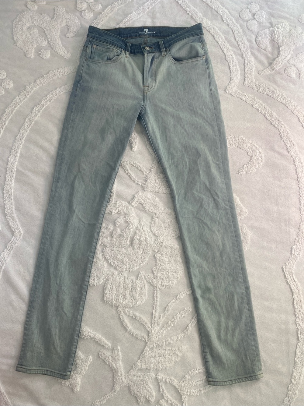 7 For All Mankind Washed Light Blue Skinny Jeans